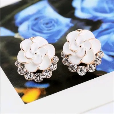 Picture of Korea Fashion Personality Rose Earrings Female Sweet Earrings Ear Clip Lovely Ear Buckle Exaggerated Earrings.