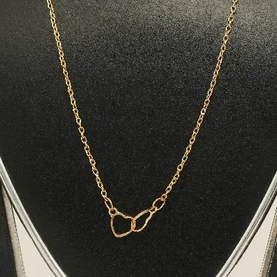 Picture of Interlocked Double Heart Necklace Stainless Steel Hollow Heart Pendant Clavicle Necklace Women Sisters Jewelry