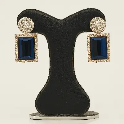 Picture of New Square Metal Big Bright Rhinestone Dangle Drop Earrings High-Quality Fashion Crystal Jewelry Accessories For Women - Ear Ring