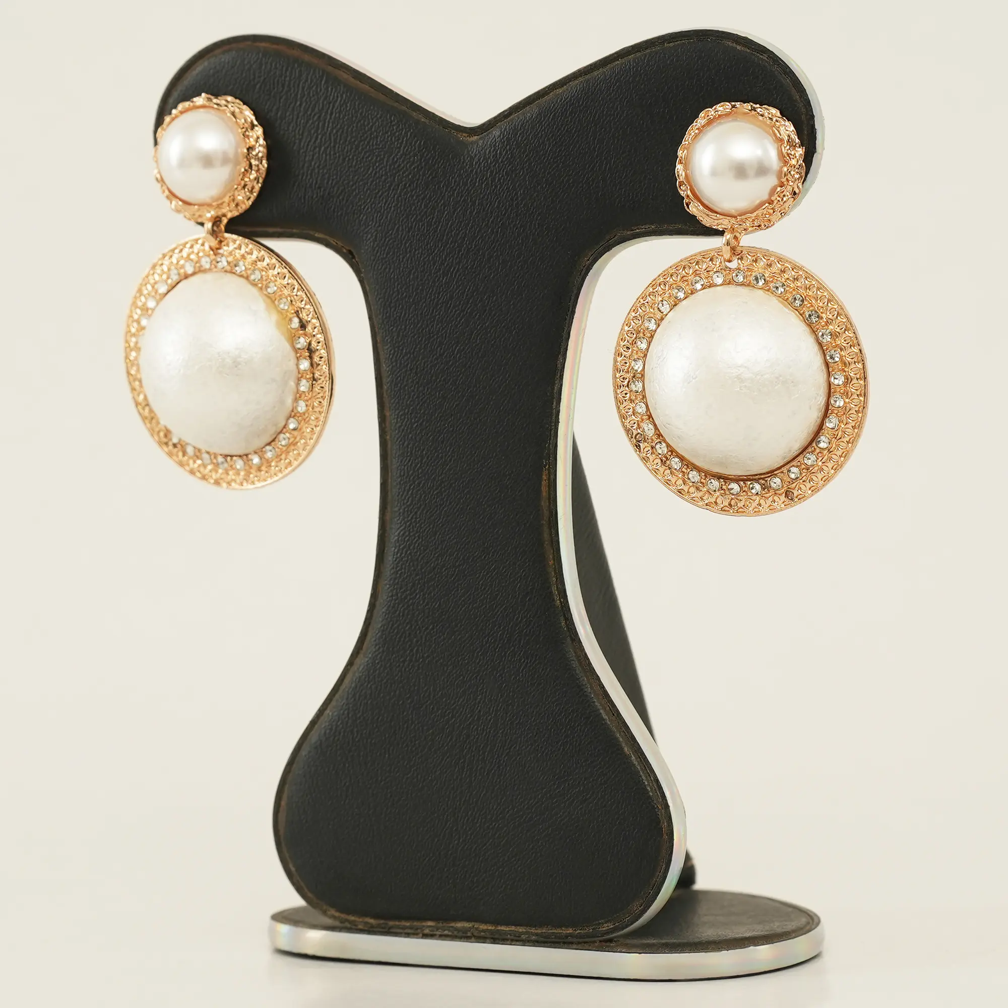 Picture of Korean Graceful Female Jewelry Temperament Simple Rhinestones Imitation Pearl Round Dangle Earrings for Women Girl Accessories - Ear Ring - Ear Ring