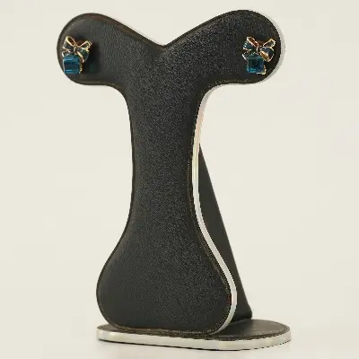 Picture of New fashion Wild Crystal Square Cute Bow Stud Earrings For Women girl Accessories jewelry wholesale