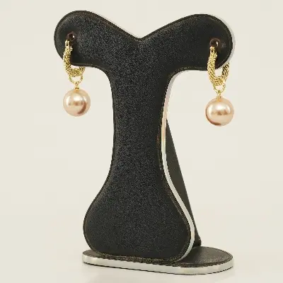 Picture of Korean New Trendy Metal Circle Big Simulated Pearl Ball Drop Earrings For Women Fashion Jewelry - Ear Ring - Ear Ring