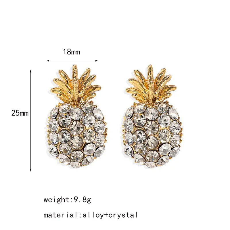 Picture of Pineapple Rhinestone Stud Earrings Fashion Retro Trend Ladies 2022 New Korean Stud Earrings Exquisite Girls Cute Jewelry