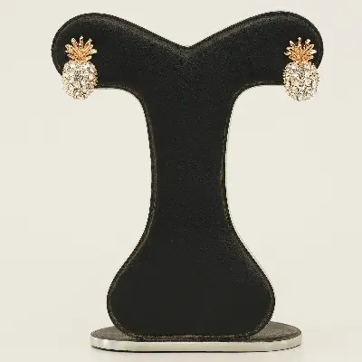Picture of Pineapple Rhinestone Stud Earrings Fashion Retro Trend Ladies 2022 New Korean Stud Earrings Exquisite Girls Cute Jewelry
