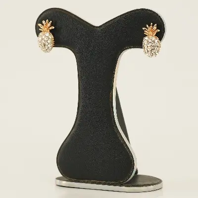 Picture of Pineapple Rhinestone Stud Earrings Fashion Retro Trend Ladies 2022 New Korean Stud Earrings Exquisite Girls Cute Jewelry