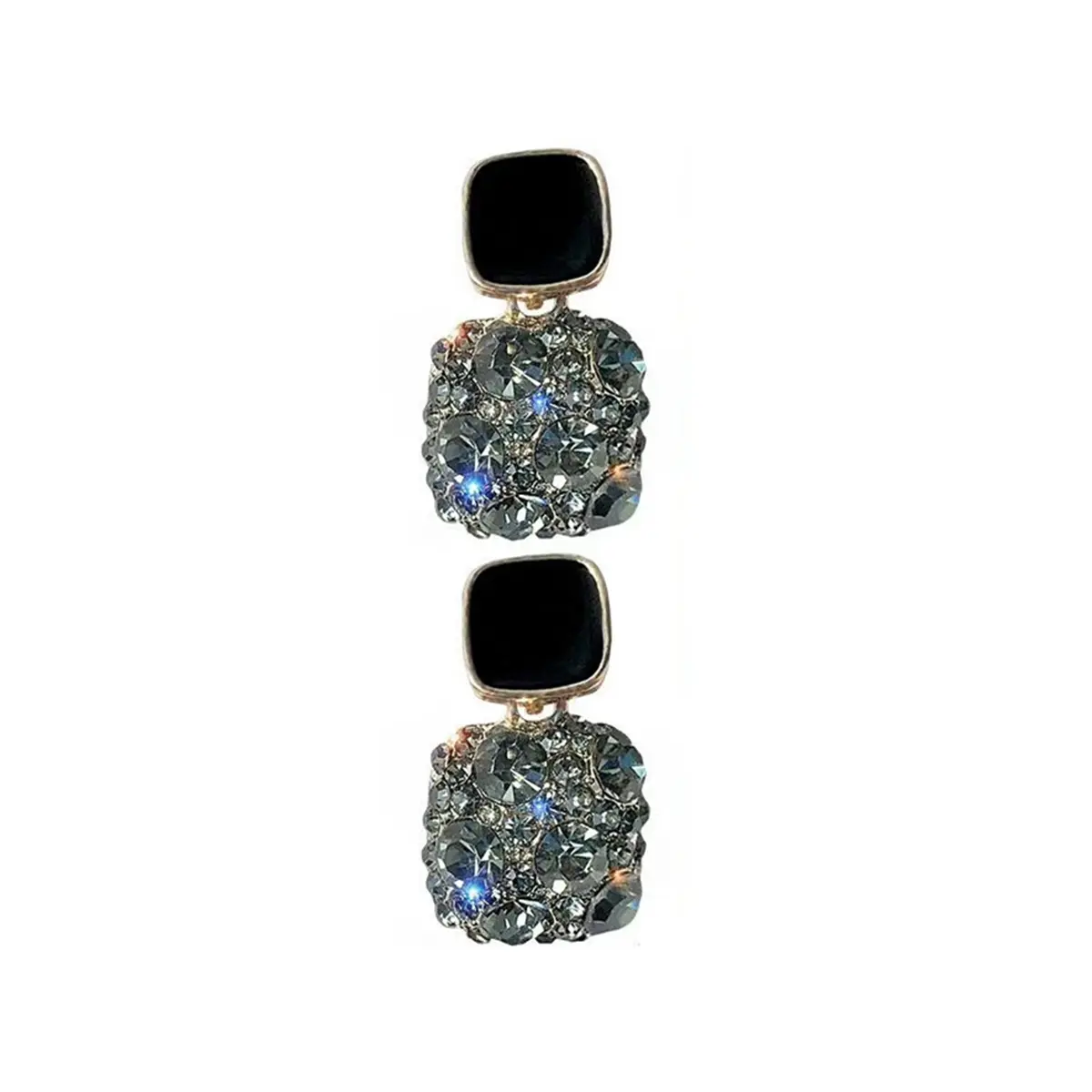 Picture of Luxury Female Crystal Zircon Stone Earrings Purple-Pink-Black-White Fashion Silver Color Jewelry Vintage Double Stud Earrings For Women
