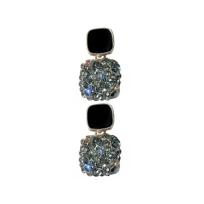 Picture of Luxury Female Crystal Zircon Stone Earrings Purple-Pink-Black-White Fashion Silver Color Jewelry Vintage Double Stud Earrings For Women