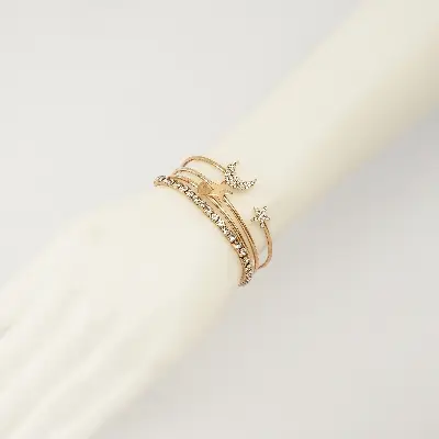 Picture of 4PC Simple Fashion Star Moon Bracelet Jewelry Set for Women Personality Punk Stainless Steel Bracelet Charm Jewelry