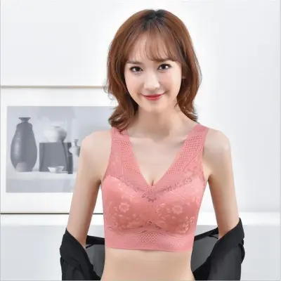 Picture of Seamless Breathable Lace Push Up Bras For Women Sexy Wire Free Top Lingerie V-Neck Bralette - Bra