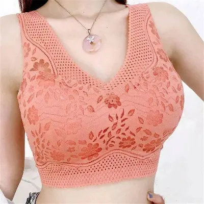 Picture of Seamless Breathable Lace Push Up Bras For Women Sexy Wire Free Top Lingerie V-Neck Bralette - Bra