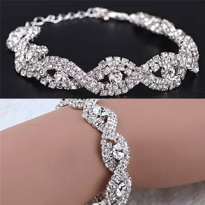 Picture of Women Elegant Luxury Bracelet Ladies Unlimited Rhinestone Wrist Chain Birthday Party Gifts - Bracelet