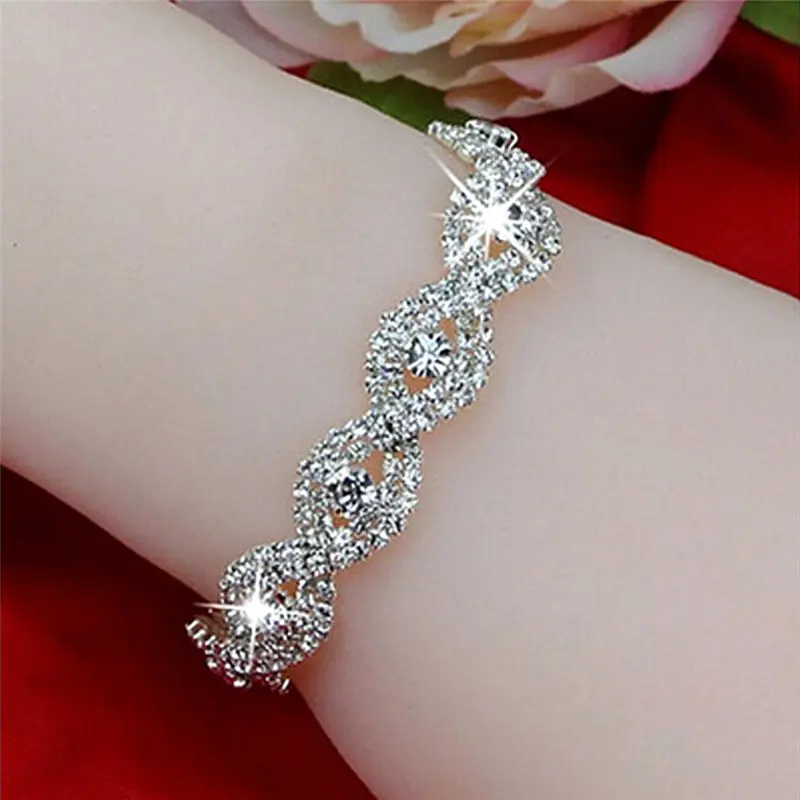 Picture of Women Elegant Luxury Bracelet Ladies Unlimited Rhinestone Wrist Chain Birthday Party Gifts - Bracelet