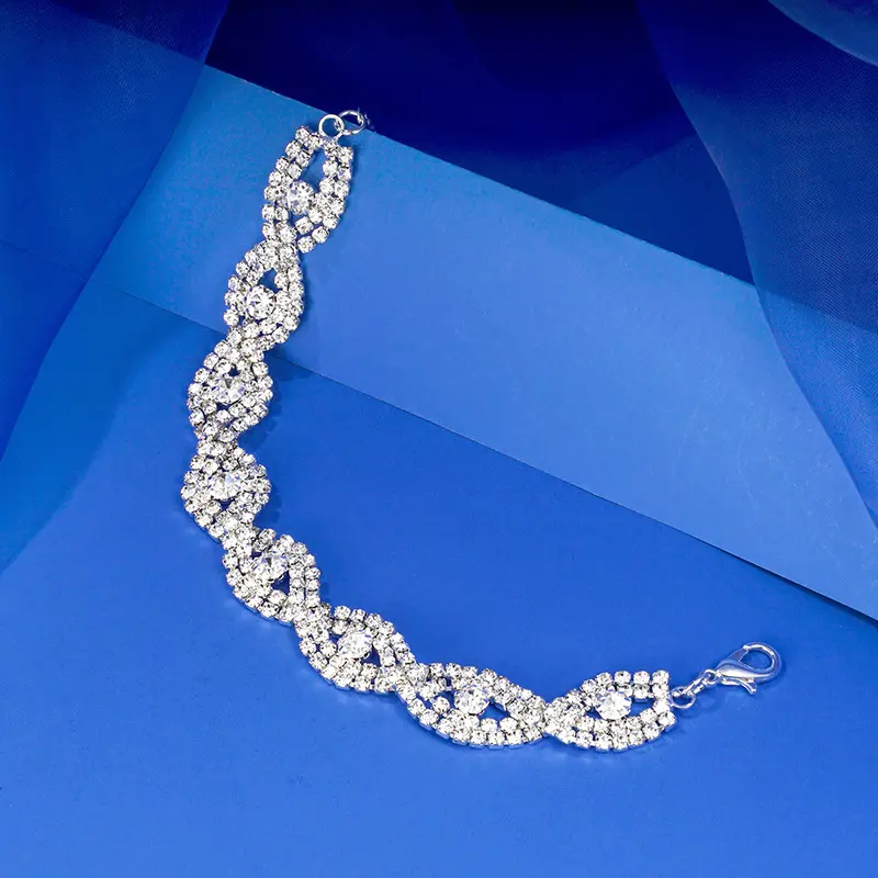 Picture of Women Elegant Luxury Bracelet Ladies Unlimited Rhinestone Wrist Chain Birthday Party Gifts - Bracelet