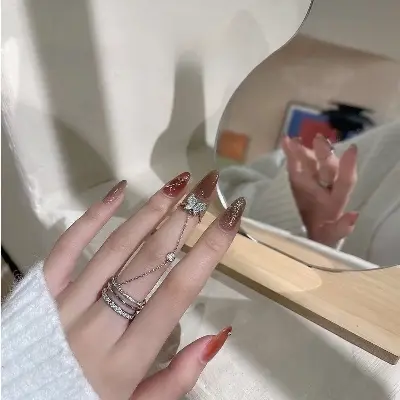 Picture of Double Finger Chain Rings Women's Fashion Jewelry Band Rings