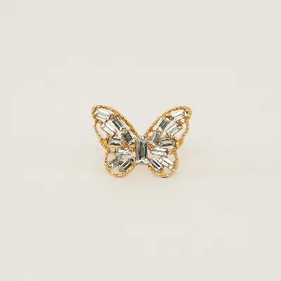 Picture of 5Pcs/set Crystal Metal Ecrouse for Butterfly Rings Mid Finger Rings