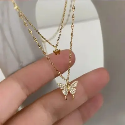Picture of Double Butterfly Necklace Clavicle Chain