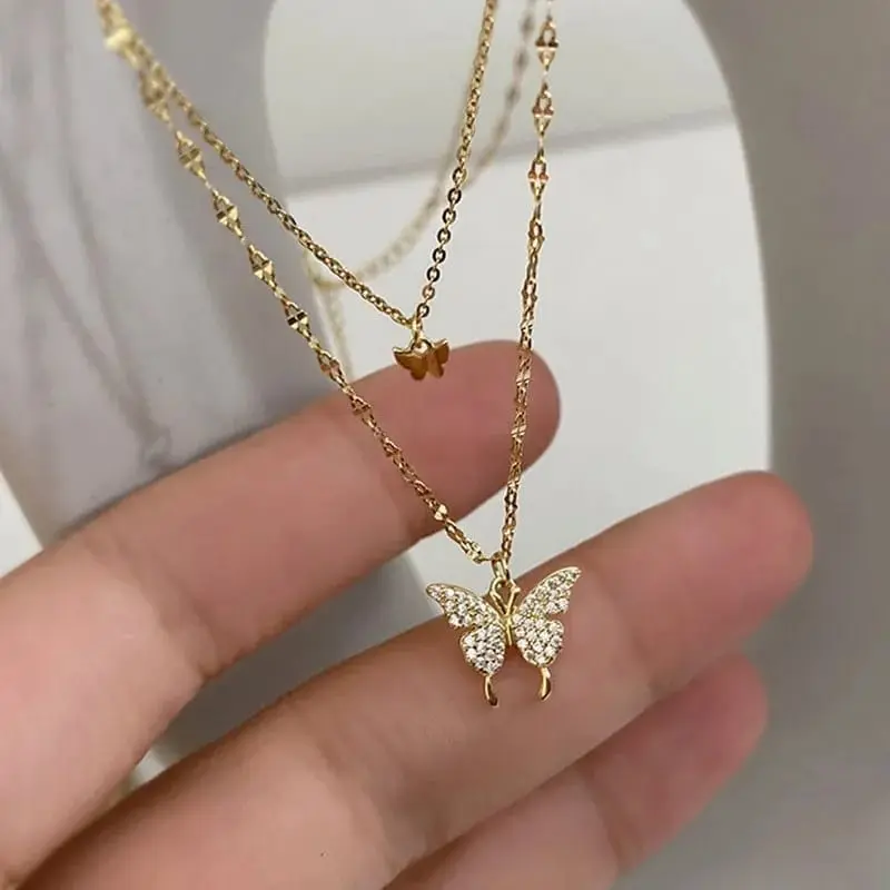 Picture of Double Butterfly Necklace Clavicle Chain
