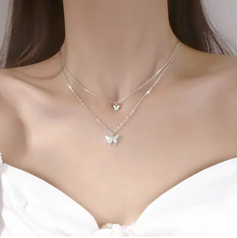 Picture of Double Butterfly Necklace Clavicle Chain