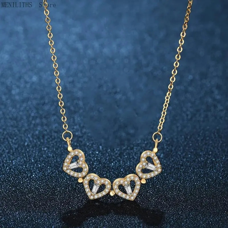 Picture of Magnetic Folding Heart Shaped Four Leaf Clover Pendant Necklace For Women