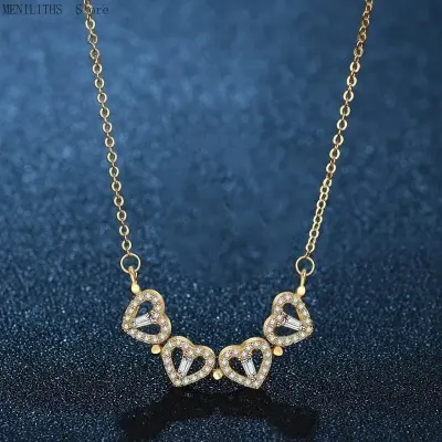 Picture of Magnetic Folding Heart Shaped Four Leaf Clover Pendant Necklace For Women