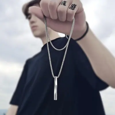 Picture of New Fashiion Rectangle Pendant collar Trendy Simple Necklace For Men
