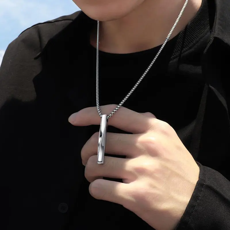 Picture of New Fashiion Rectangle Pendant collar Trendy Simple Necklace For Men