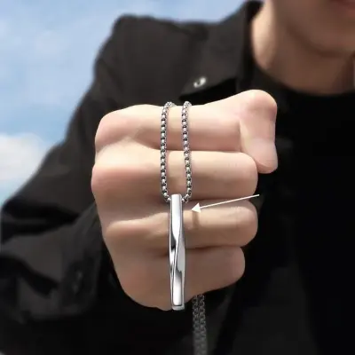 Picture of New Fashiion Rectangle Pendant collar Trendy Simple Necklace For Men