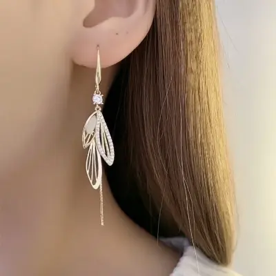 Picture of Dragonfly Wings Zircon Opal Long Tassel Earrings for Women