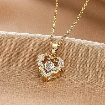 Picture of Korean Version of Personality Versatile Smart Love Pendant Fashion Ocean Heart Necklace for Your Beating Heartbeat Gift