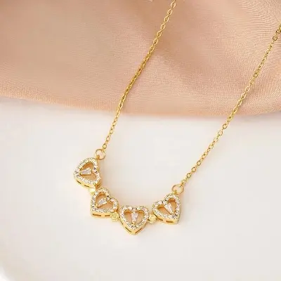 Picture of Clover Necklace Four Leaf Heart Shape Pendant Necklace