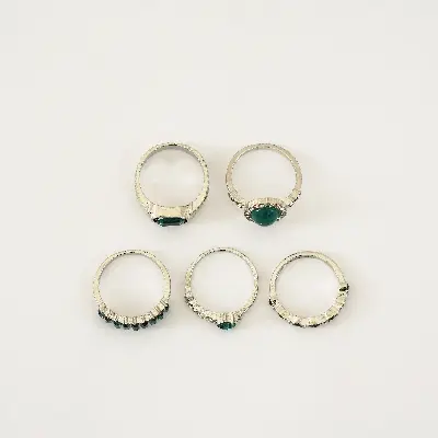 Picture of 5pcs Green Crystal Rings Set for Women