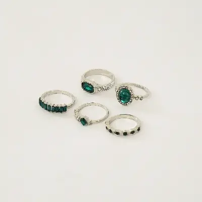 Picture of 5pcs Green Crystal Rings Set for Women