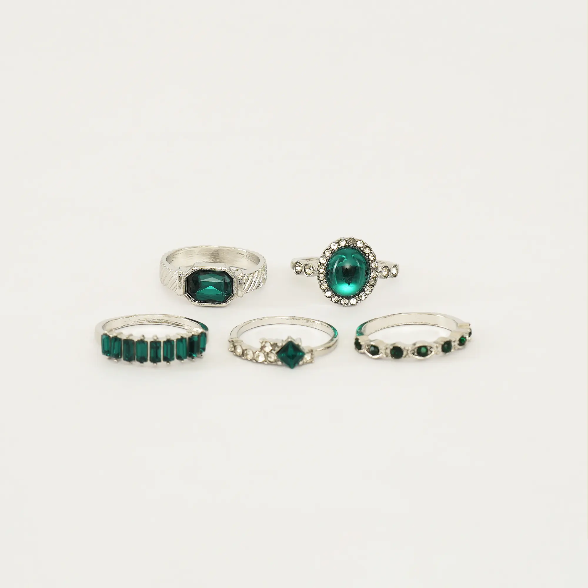 Picture of 5pcs Green Crystal Rings Set for Women