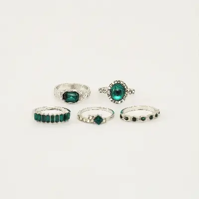 Picture of 5pcs Green Crystal Rings Set for Women