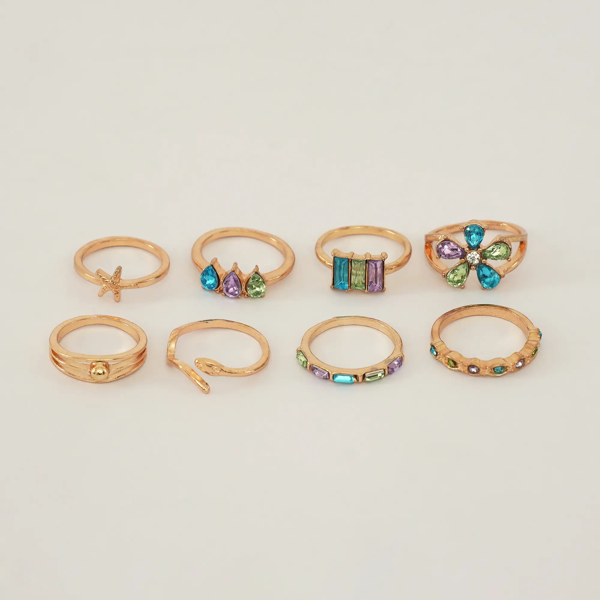 Picture of Colorful Crystal Ring Set for Women Assorted Sizes And Styles Jewelry Collection