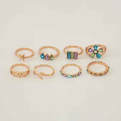Picture of Colorful Crystal Ring Set for Women Assorted Sizes And Styles Jewelry Collection