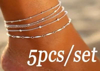 Picture of Delysia King 5pcs/set Women Summer Round Ball Beads Anklet Beach Fashion Personality Handmade Foot Ring
