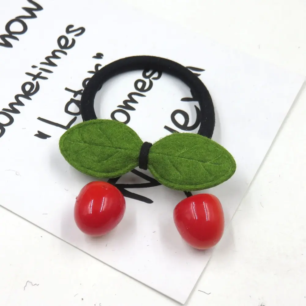 Picture of 2PCS Creative Cherry Elastic Hair Bands For Girls Bohemian Headband Scrunchy Korean Fashion Kids Hair Accessories For Women