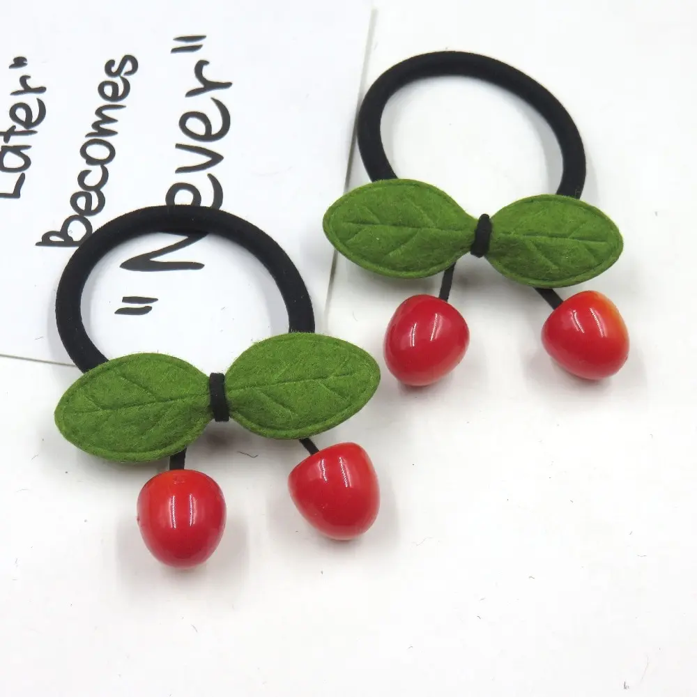 Picture of 2PCS Creative Cherry Elastic Hair Bands For Girls Bohemian Headband Scrunchy Korean Fashion Kids Hair Accessories For Women
