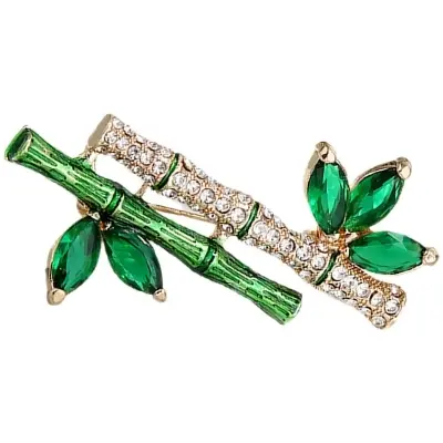 Picture of Green Plant Bamboo Brooch Pinfor Women