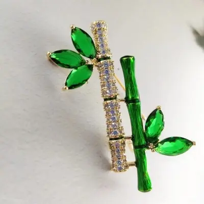 Picture of Green Plant Bamboo Brooch Pinfor Women