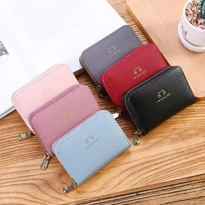 Picture of New Women's Wallet Zipper Cute Cat Cartoon Printed Female Leather Short Purse  Small Card Holder Coin Bags
