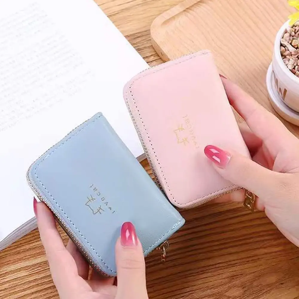 Picture of New Women's Wallet Zipper Cute Cat Cartoon Printed Female Leather Short Purse  Small Card Holder Coin Bags