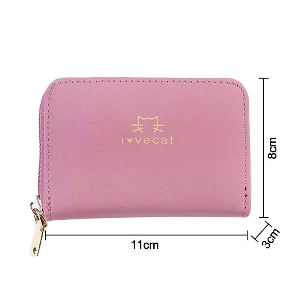 Picture of New Women's Wallet Zipper Cute Cat Cartoon Printed Female Leather Short Purse  Small Card Holder Coin Bags