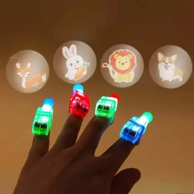 Picture of 10 Pcs Cartoon Cute Projection LED Finger Light Toys Multi-pattern Light-emitting Ring Finger Light Toys Birthday Decorations
