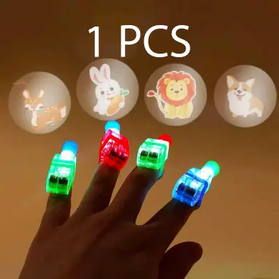 Picture of 1 Pcs Cartoon Cute Projection LED Finger Light Toys Multi-pattern Light-emitting Ring Finger Light Toys Birthday Decorations