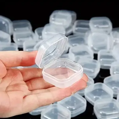 Picture of 5 pcs Mini Storage Box Transparent Square Plastic Case for Earring Ring Jewelry Packaging Portable Grocery Storage Organizer