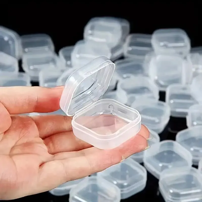 Picture of 1 pcs Mini Storage Box Transparent Square Plastic Case for Earring Ring Jewelry Packaging Portable Grocery Storage Organizer