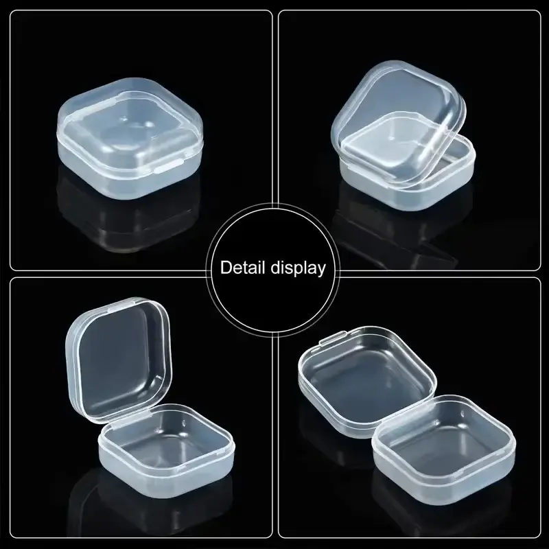 Picture of 1 pcs Mini Storage Box Transparent Square Plastic Case for Earring Ring Jewelry Packaging Portable Grocery Storage Organizer