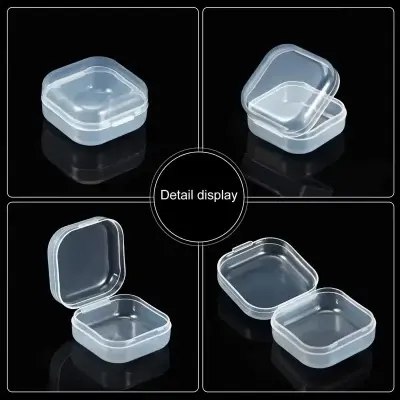 Picture of 1 pcs Mini Storage Box Transparent Square Plastic Case for Earring Ring Jewelry Packaging Portable Grocery Storage Organizer